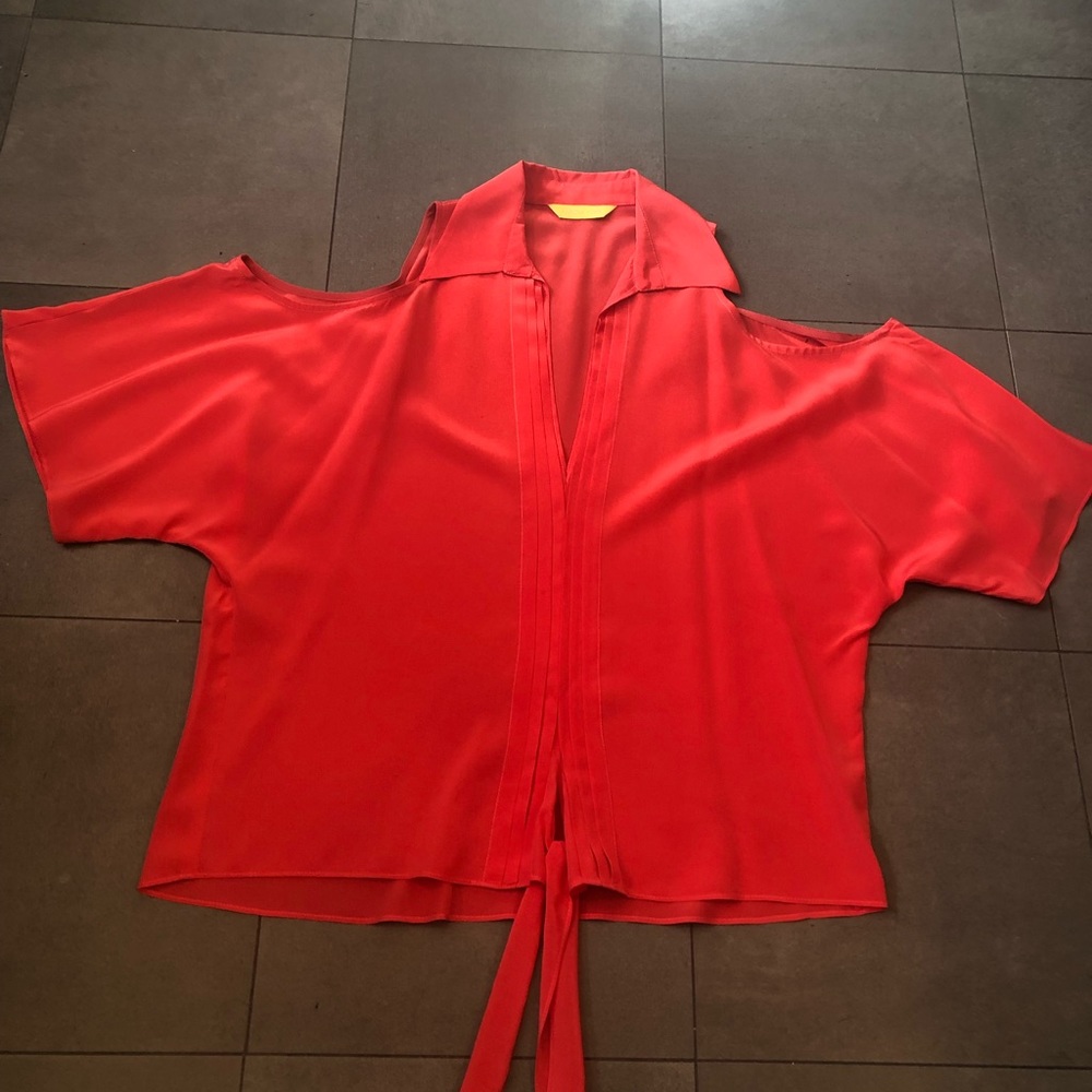 Aaron Ashe All Silk Cold Shoulder Blouse